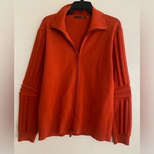 Rust Orange Long Sleeve Sweater With Pads- Sz: 42-New Without Tag. Made In Italy